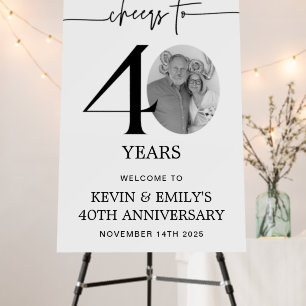 Simple 40th Anniversary Photo Paper Welcome Sign