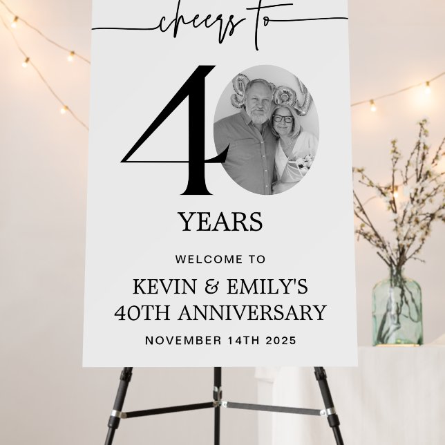 Simple 40th Anniversary Photo Paper Welcome Sign (In Situ (Stand))