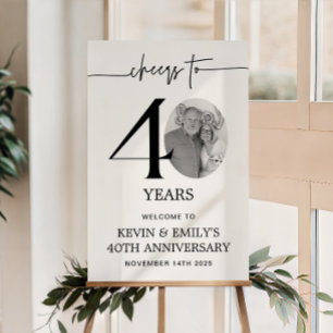 Simple 40th Anniversary Photo Paper Welcome Sign