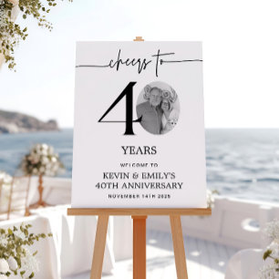 Simple 40th Anniversary Photo Paper Welcome Sign