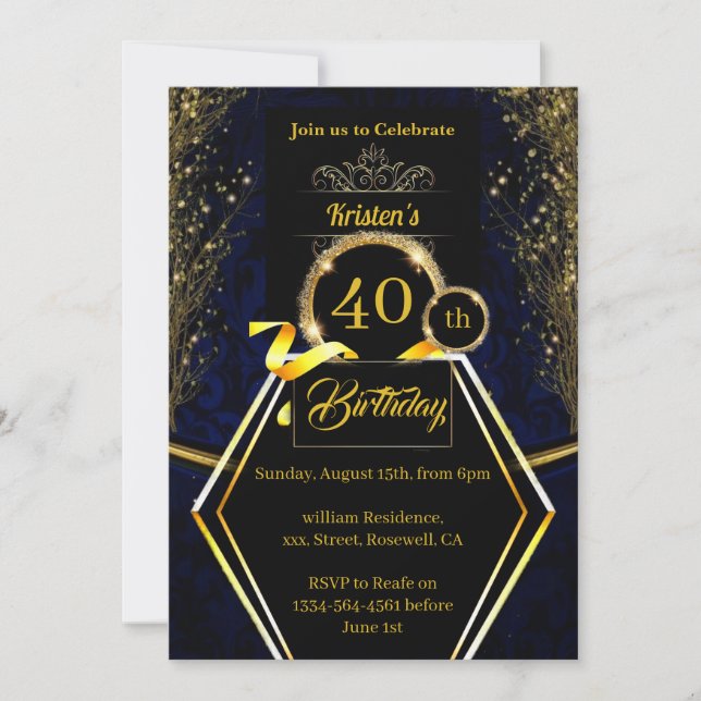 Simple 40th Birthday Invitation (Front)