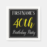 [ Thumbnail: Simple, 40th Birthday Party W/ Custom Name Napkins ]