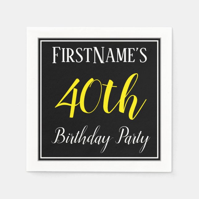 Simple, 40th Birthday Party w/ Custom Name Napkins (Front)