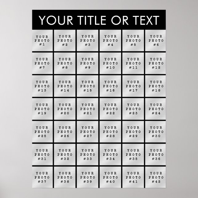 Simple 42 Photo Collage Personalized Custom Color Poster (Front)