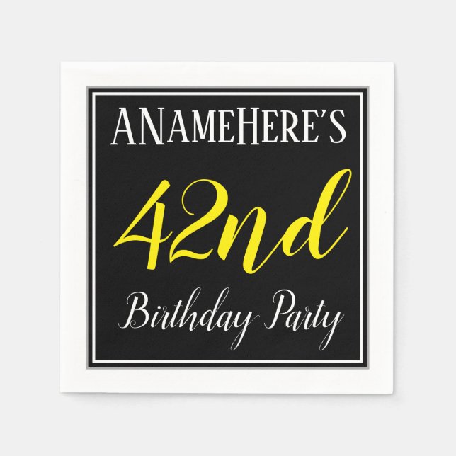 Simple, 42nd Birthday Party w/ Custom Name Napkins (Front)
