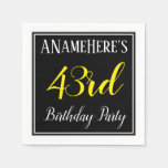 [ Thumbnail: Simple, 43rd Birthday Party W/ Custom Name Napkin ]