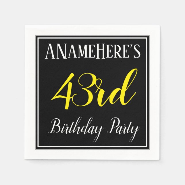 Simple, 43rd Birthday Party w/ Custom Name Napkins (Front)