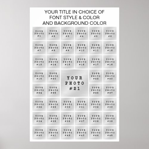 Simple 45 Photo Collage Custom Color and Text Poster