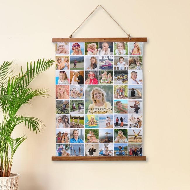 Simple 45 Photo Collage Personalized Custom Hanging Tapestry