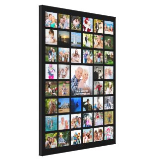 Simple 45 Photo Collage Template Custom Text Canvas Print