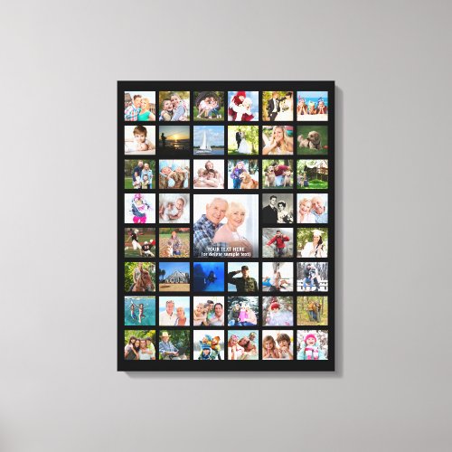 Simple 45 Photo Collage Template Custom Text Canvas Print