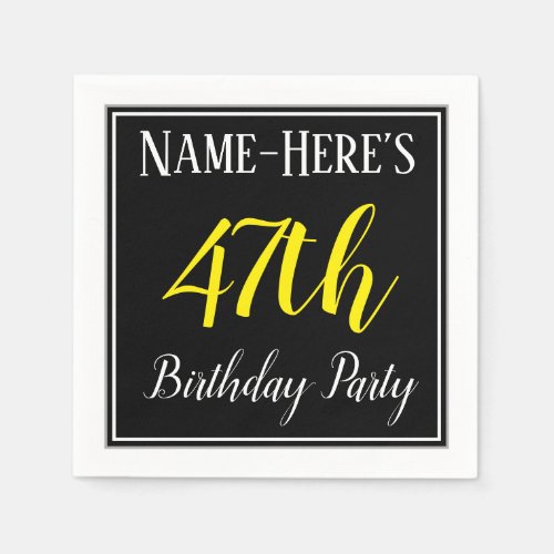 Simple 47th Birthday Party w Custom Name Napkins