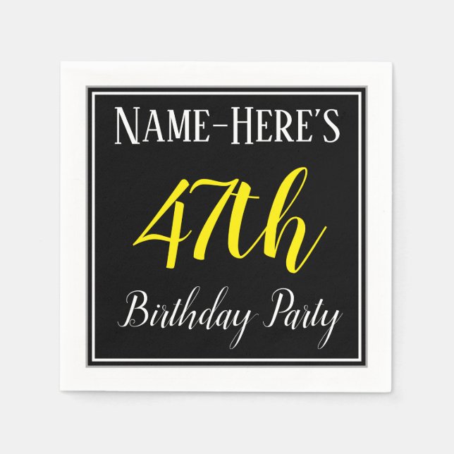 Simple, 47th Birthday Party w/ Custom Name Napkins (Front)