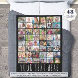 Simple 48 Photo Collage Your Color Personalized Fleece Blanket<br><div class="desc">Create your own photo keepsake blanket utilizing this easy-to-upload photo collage template with 48 pictures and your custom text in your choice of colors (the sample is shown with white text on black). The text font style, size and spacing can be changed to accommodate your title or name. The sample...</div>