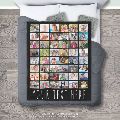 Simple 48 Photo Collage Your Color Personalized Fleece Blanket