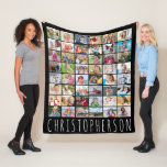 Simple 48 Photo Collage Your Color Personalized Fleece Blanket<br><div class="desc">Create your own photo keepsake blanket utilizing this easy-to-upload photo collage template with 48 pictures and your custom text in your choice of colors (the sample is shown with white text on black). The text font style, size and spacing can be changed to accommodate your title or name. The sample...</div>
