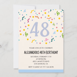 Simple 48th birthday invitations Confetti Modern
