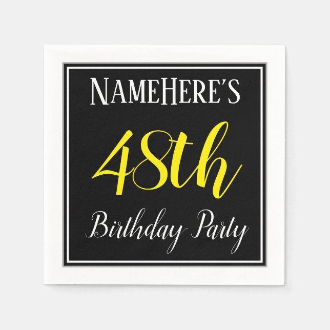 Simple, 48th Birthday Party w/ Custom Name Napkins (Front)