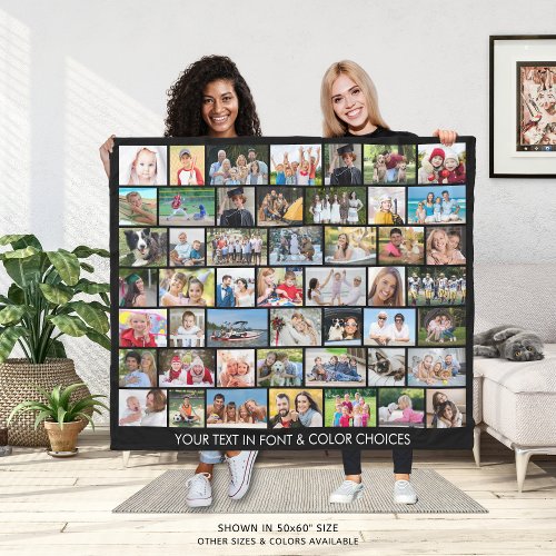 Simple 49 Photo Collage Multiple Shapes Your Color Fleece Blanket