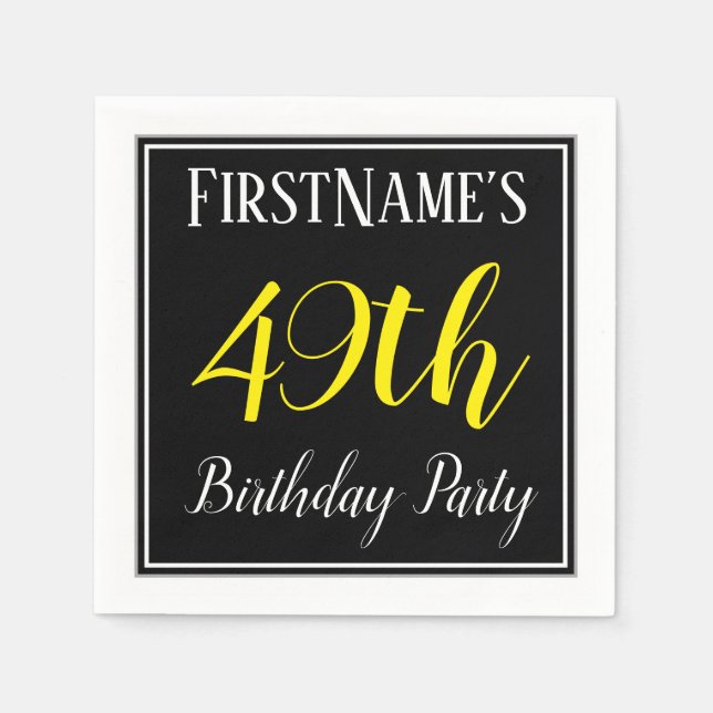 Simple, 49th Birthday Party w/ Custom Name Napkins (Front)