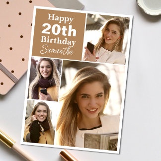 Simple 4 Collage | Photo Any Age Birthday Card