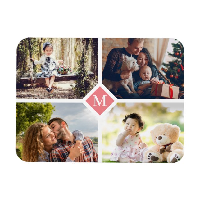 Simple 4 Family Photo Collage Magnet (Horizontal)
