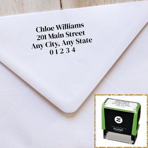 Simple 4 line Return Address Basic Minimalist Self-inking Stamp