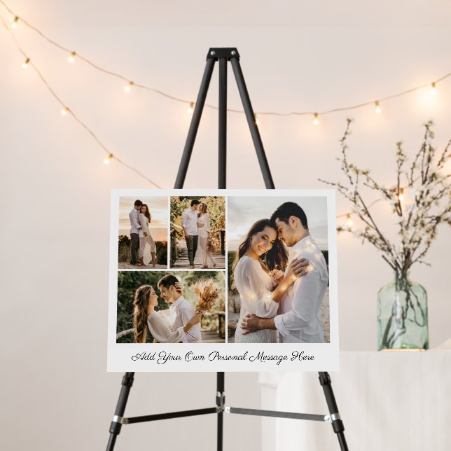 Simple 4 Photo Collage Add Your Own Greeting  Foam Board (In Situ (Stand))