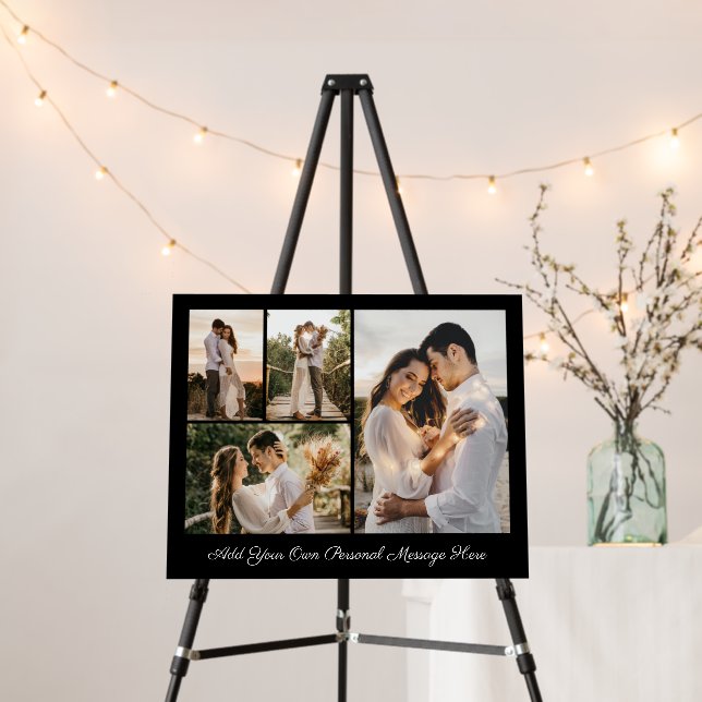 Simple 4 Photo Collage Add Your Own Greeting  Foam Board (In Situ (Stand))