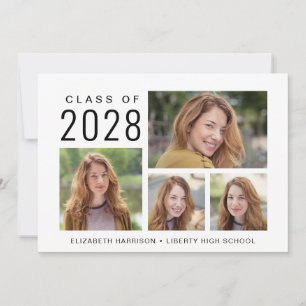 Simple 4 Photo Collage Graduation Announcement