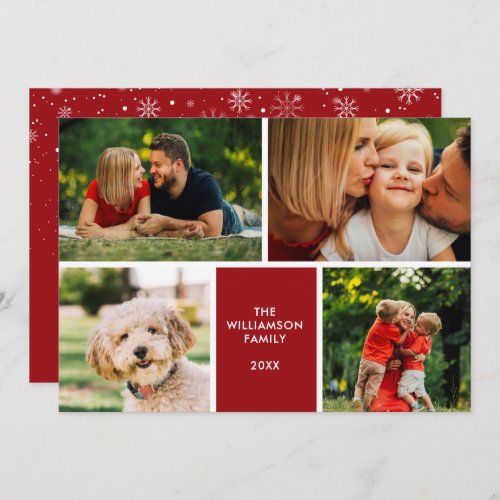 Simple 4 Photo Collage Holiday Card