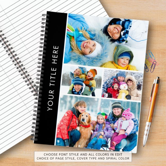 Simple 4 Photo Collage Personalized Custom Color Notebook (Creator Uploaded)