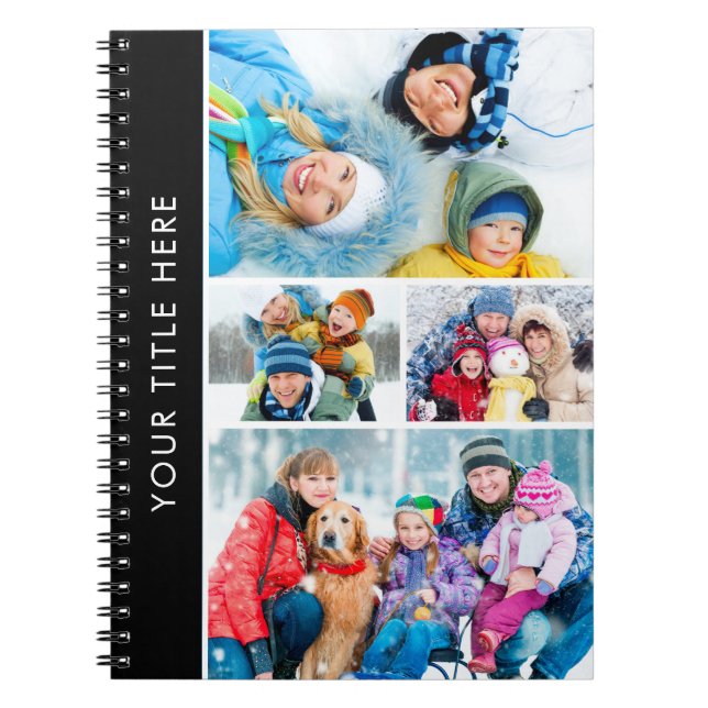 Simple 4 Photo Collage Personalized Custom Color Notebook (Front)