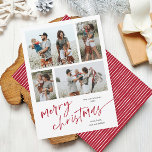 Simple 4 Photo Collage Script Merry Christmas Holiday Card<br><div class="desc">Simple 4 Photo Collage Script Merry Christmas Holiday Card. Click the edit button to customize with your photos and text.</div>