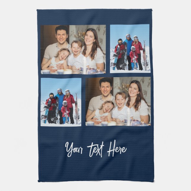 Simple 4 Photo Collage | you can change background Kitchen Towel (Vertical)