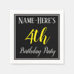 [ Thumbnail: Simple, 4th Birthday Party W/ Custom Name Napkins ]