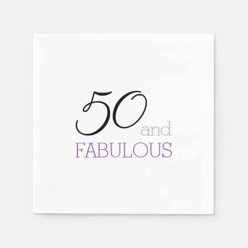 Simple 50 and Fabulous Minimalist Typography Paper Napkins