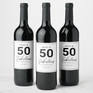 Simple 50 & Fabulous Personalized Wine Label
