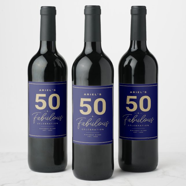 Simple 50 & Fabulous Personalized Wine Label (Bottles)