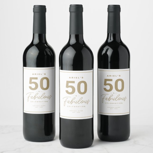 Simple 50 & Fabulous Personalized Wine Label (Bottles)