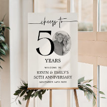 Simple 50th Anniversary Photo Paper Welcome Sign