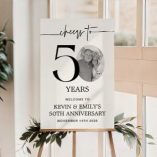 Simple 50th Anniversary Photo Paper Welcome Sign