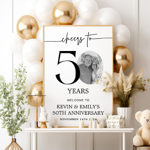 Simple 50th Anniversary Photo Paper Welcome Sign