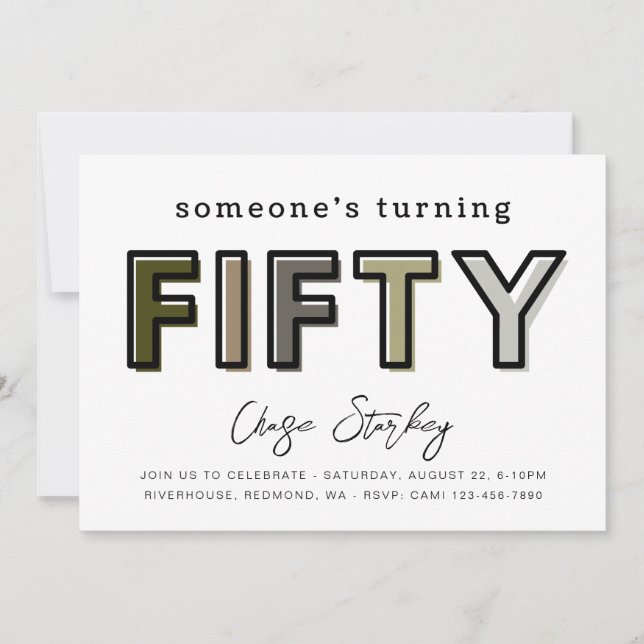 Simple 50th Birthday Invitation | 50th Birthday (Front)