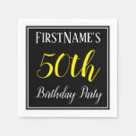 [ Thumbnail: Simple, 50th Birthday Party W/ Custom Name Napkins ]