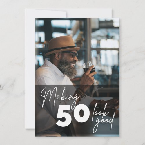 Simple 50th Birthday Photo Invitation