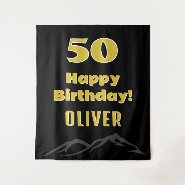 Simple 50th Happy Birthday Party Backdrop (Front)