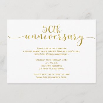 Simple 50th Wedding Anniversary Invitation by figtreedesign at Zazzle