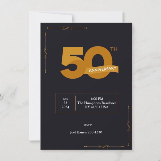 Simple 50th Wedding Anniversary Invitation Templat (Front)