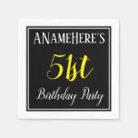 [ Thumbnail: Simple, 51st Birthday Party W/ Custom Name Napkins ]